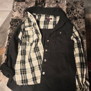 NYC Black and Yellow Plaid Button-Up Shirt